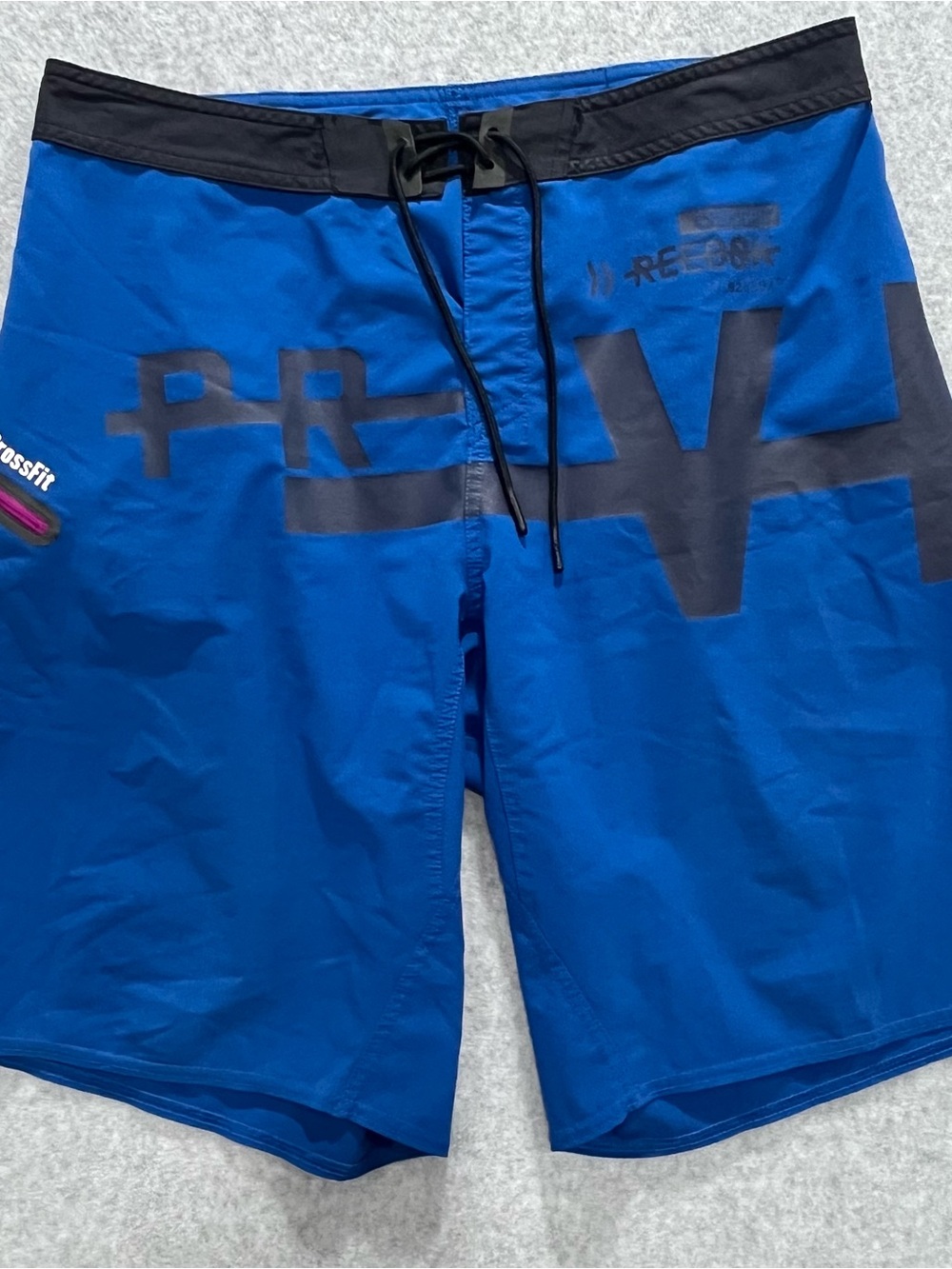 Mens Reebok CrossFit Athletic Blue Shorts Size 32 Medium Drawstring Zip Pockets